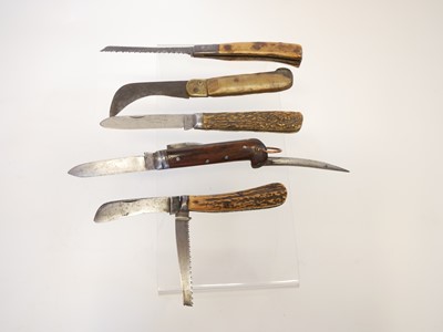 Lot 202 - Five large horn grip pocket knives