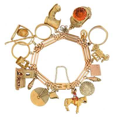 Lot 47 - A 15ct gold charm bracelet