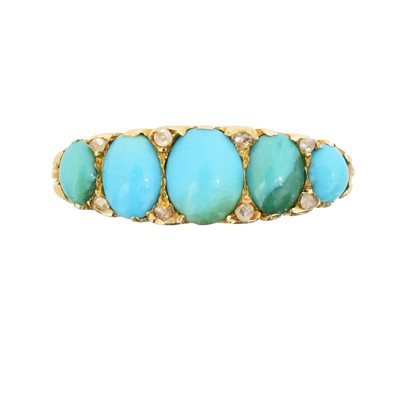 Lot 124 - A late Victorian 18ct gold turquoise five stone ring