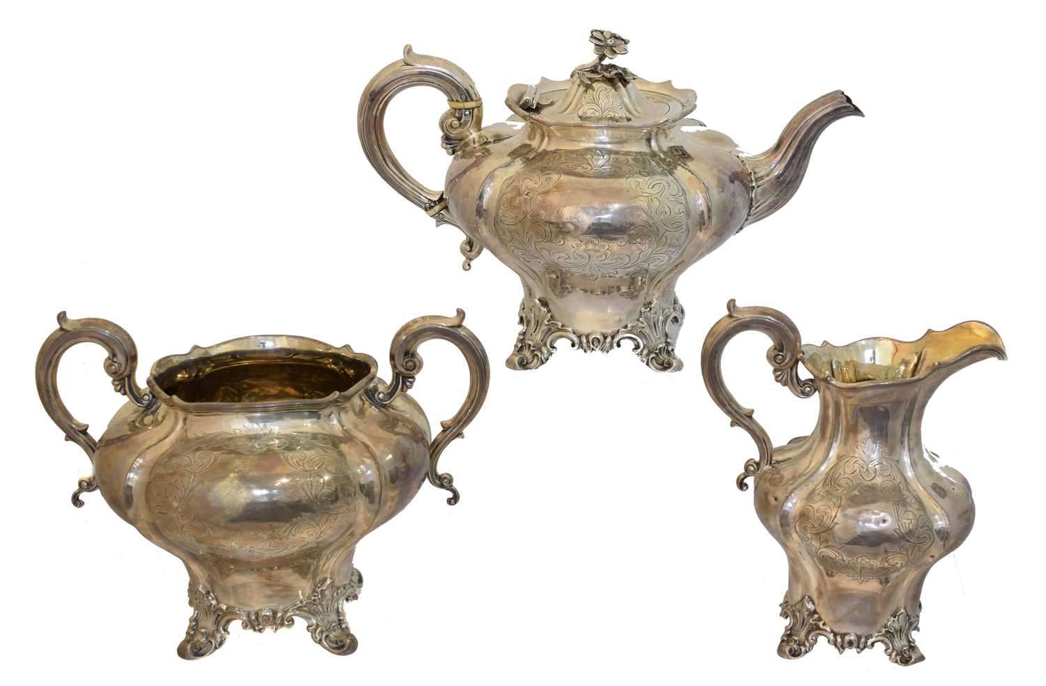 Lot 125 - A Victorian three piece silver tea set