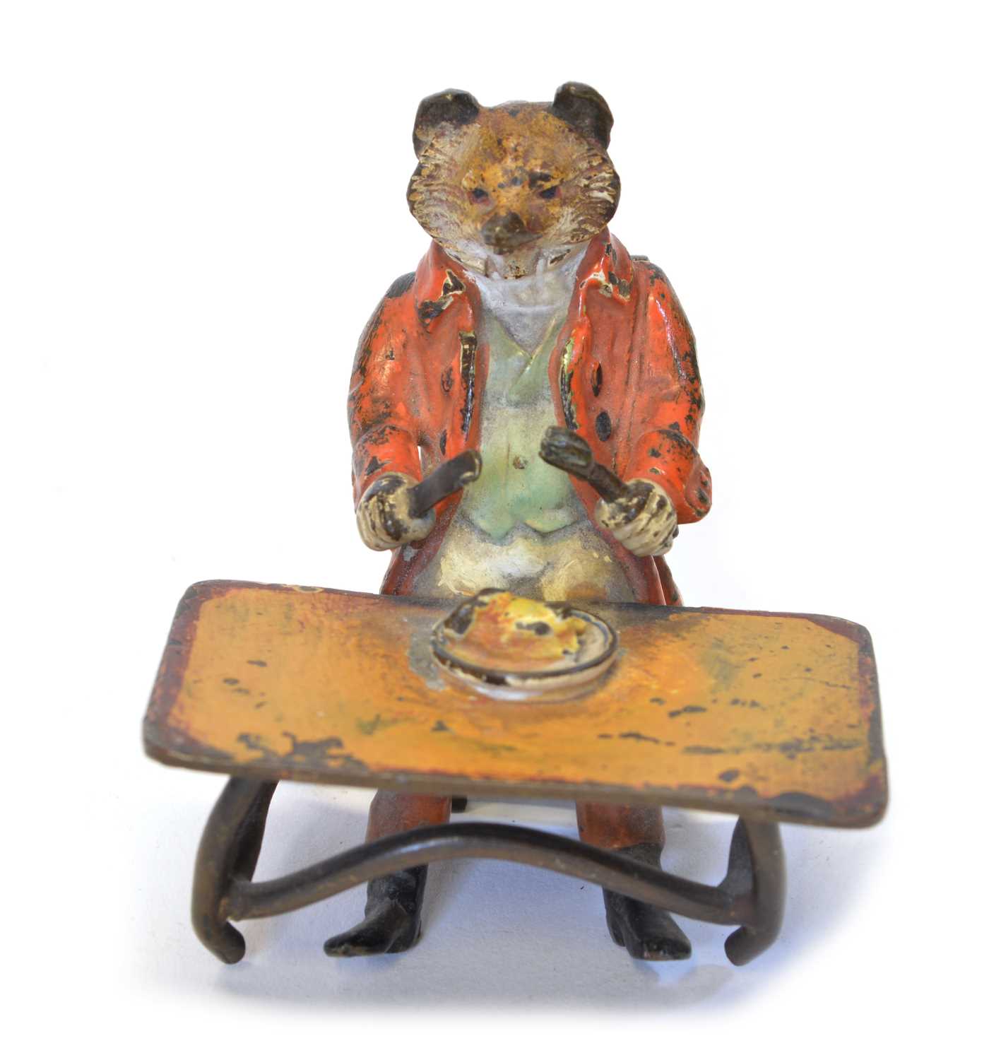 Lot 60 - Cold Painted Bronze Fox at Table