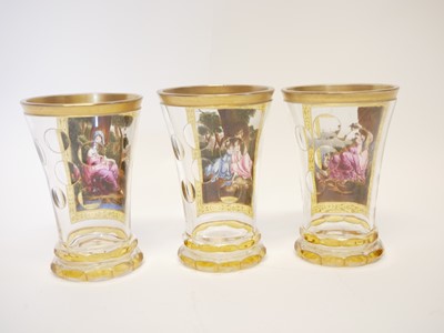 Lot 155 - Garniture of Continental glass vases