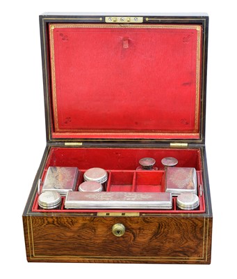 Lot A Victorian travelling toilet box by S Mordan & Co.
