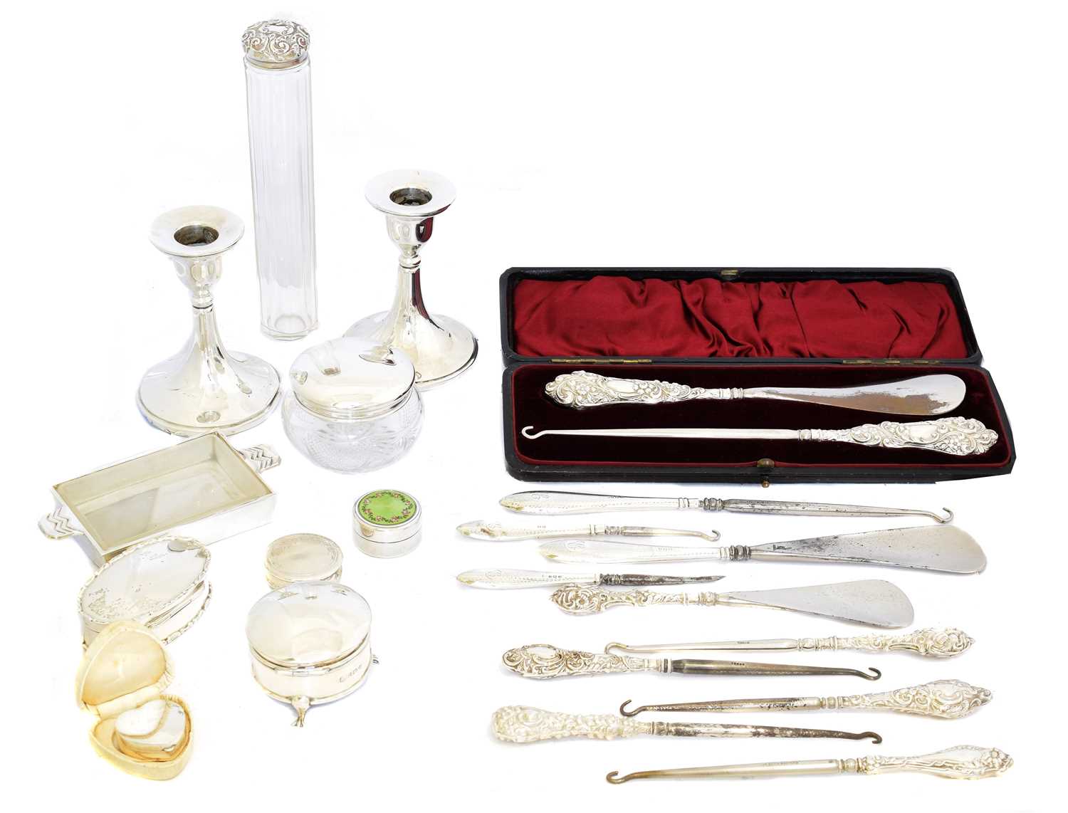 Lot 100 - A selection of silver dressing table items