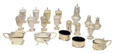 Lot 101 - A selection of silver cruet sets