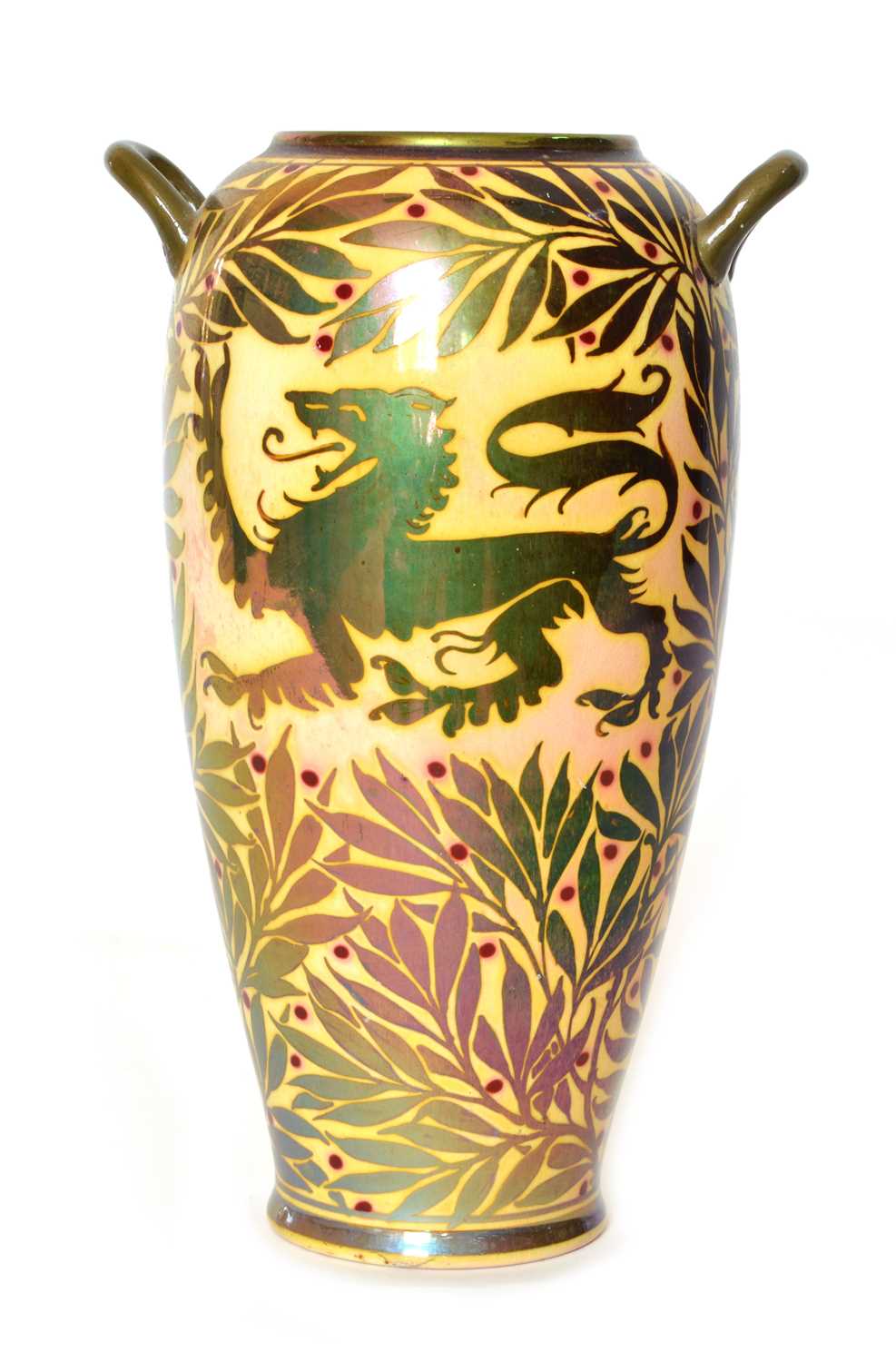 Lot 41 - Pilkington's Royal Lancastrian lustre twin handled vase