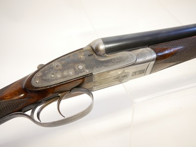 Lot 406 - Lancaster 12 bore side by side shotgun LICENCE REQUIRED