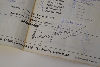 Lot 115 - Bobby Moore signed programme for a testimonial cricket match, 1967