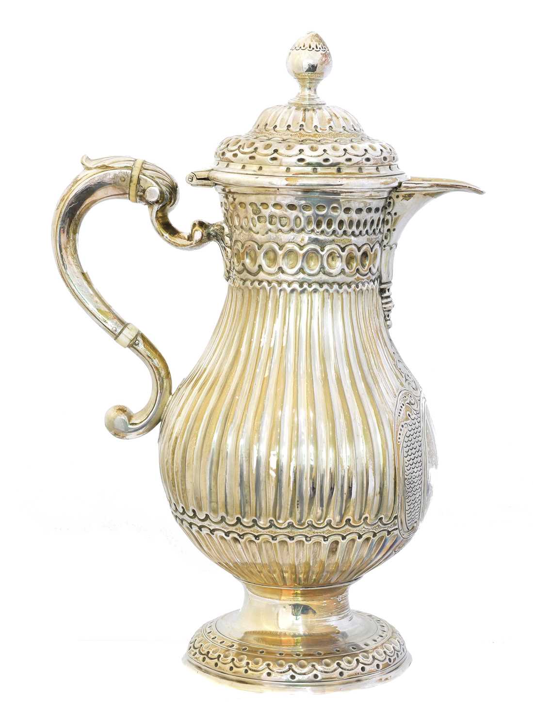 Lot A George III silver water jug