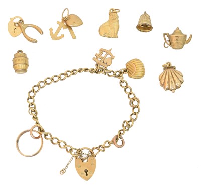 Lot 12 - A 9ct gold charm bracelet