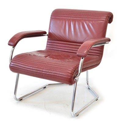 Lot 179 - Girsberger Red Leather Open Armchair