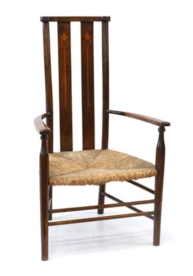 Lot 166 - Arts & Crafts beech framed open arm childrens chair