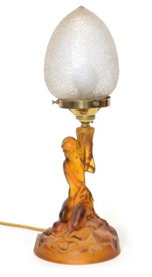 Lot 163 - Art Deco style amber-tinged table lamp