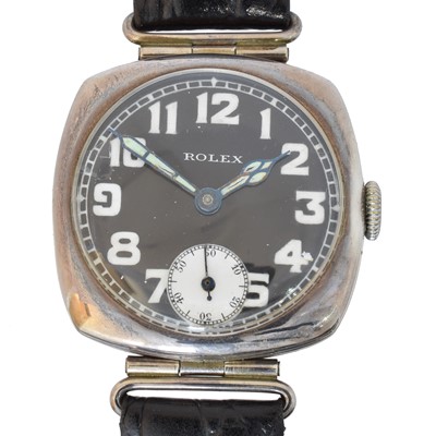 Lot A 1920s silver Rolex wristwatch