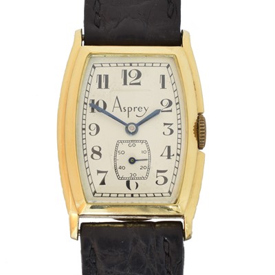 Lot 159 - A 1920s 18ct gold Asprey manual wind wristwatch