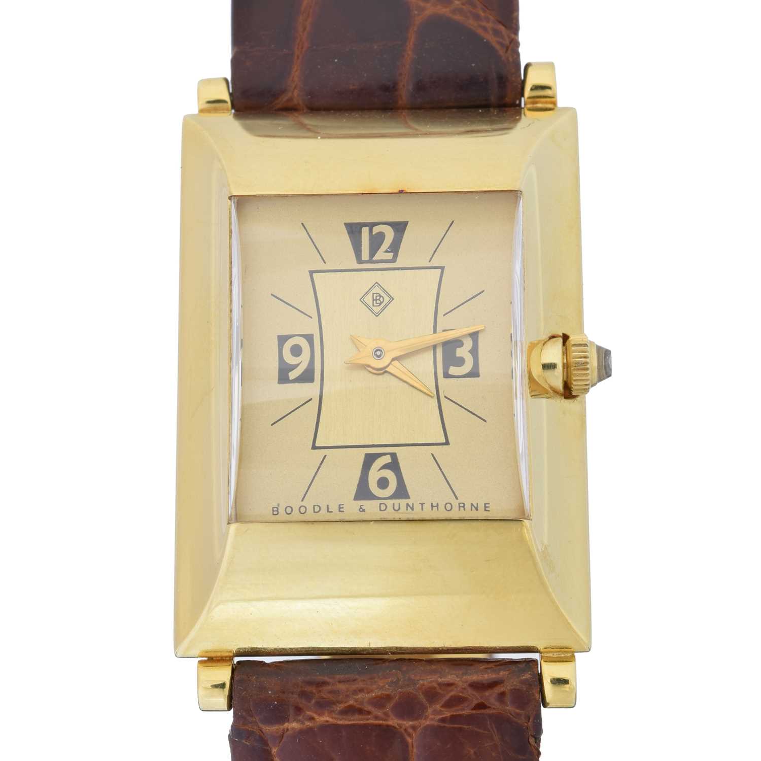 Lot 160 - An 18ct gold Boodle and Dunthorne 'Greenwich' wristwatch
