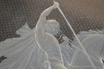 Lot 106 - Engraved glass panel of George and the Dragon