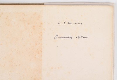 Lot 137 - "The Discovery of L.S. Lowry" by Maurice Collis, Alex Reid and Lefevre, 1951, signed book.