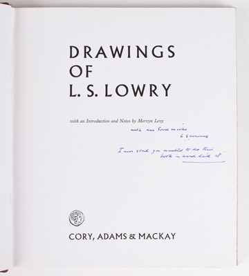 Lot 103 - "Drawings of L.S. Lowry" by Mervyn Levy, signed book and the original notes by the author (2).