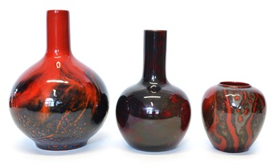 Lot 72 - Three Royal Doulton Flambe vases
