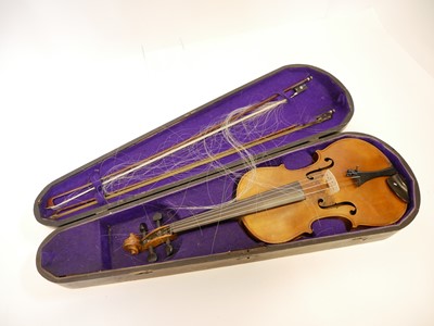 Lot 153 - Stradivari copy violin with two bows and case