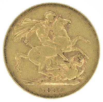 Lot 33 - Queen Victoria, Sovereign, 1881, Sydney Mint.