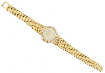 Lot 161 - A 9ct gold diamond wristwatch by Bueche Girod