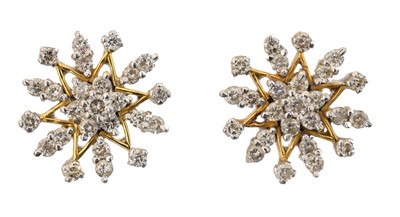 Lot 51 - A pair of 18ct gold diamond earrings