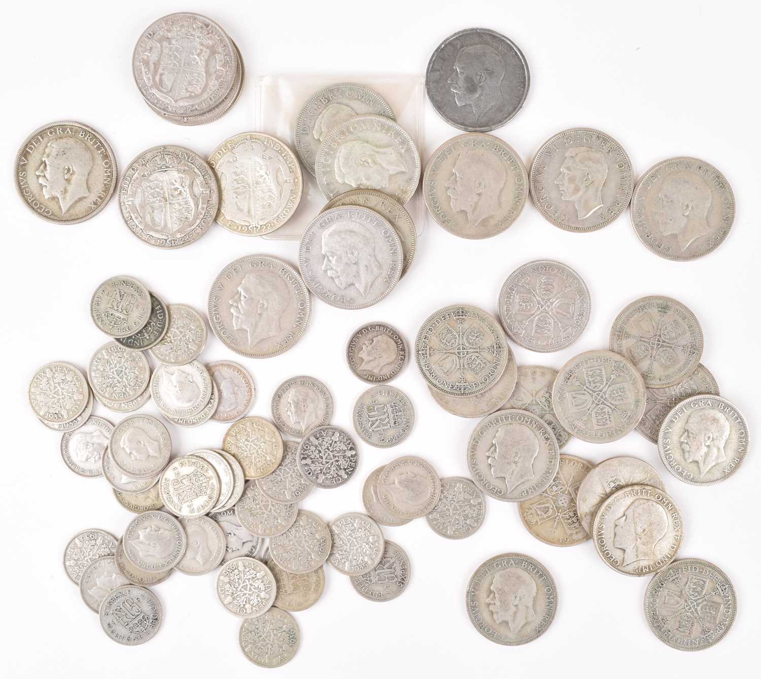 Lot 4 - Assortment of various debased silver British coinage (approx. 1283g).