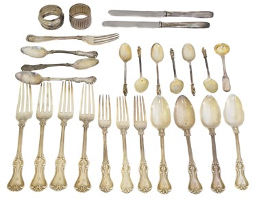 Lot 60 - A selection of silver and plated flatware