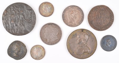 Lot 14 - Assortment of historic British and world coins and medals.