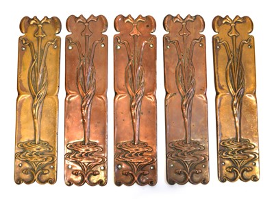 Lot 177 - 5 Art Nouveau style door finger plates