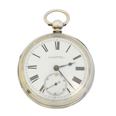 Lot 218 - A silver open face pocket watch by T.J. Jenkins, Merthyr Tydvil
