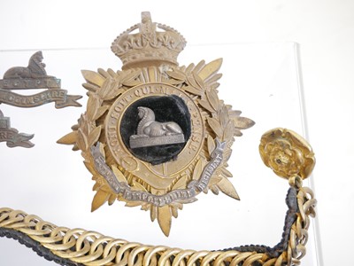 Lot 391 - The Lincolnshire Regiment Cloth helmet fittings and other uniform items