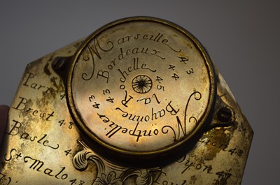 Lot 193 - Late 18th century French portable sundial compass by Duhamel, Paris