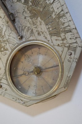 Lot Late 18th century French portable sundial compass by Duhamel, Paris