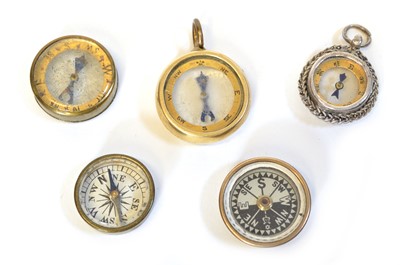 Lot 172 - Five small pocket compasses