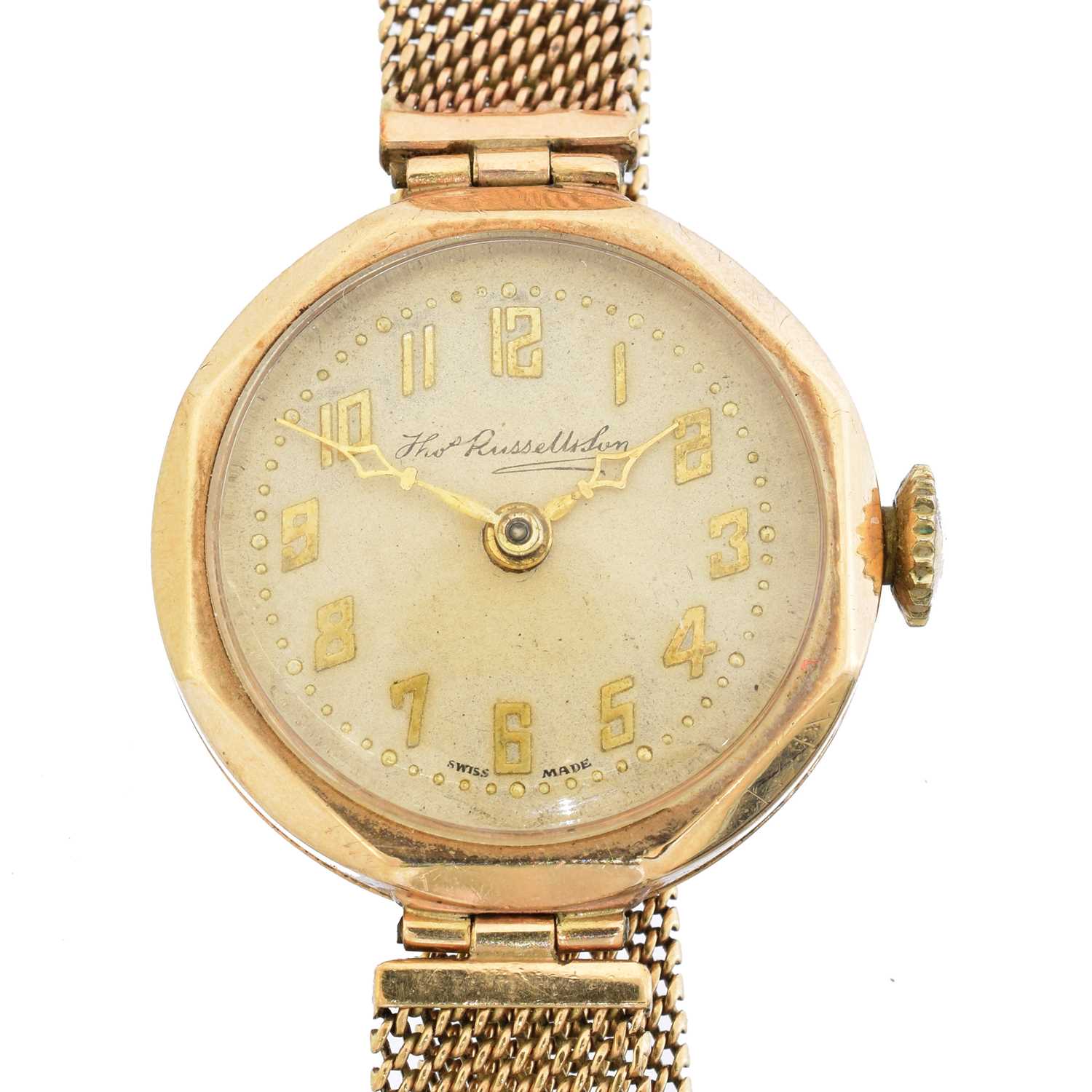 Lot 105 - A 9ct gold watch by Thos Russell & Son