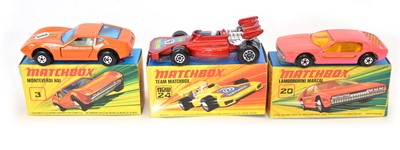 Lot 17 - 14 Lesney Matchbox Superfast boxed cars and vehicles