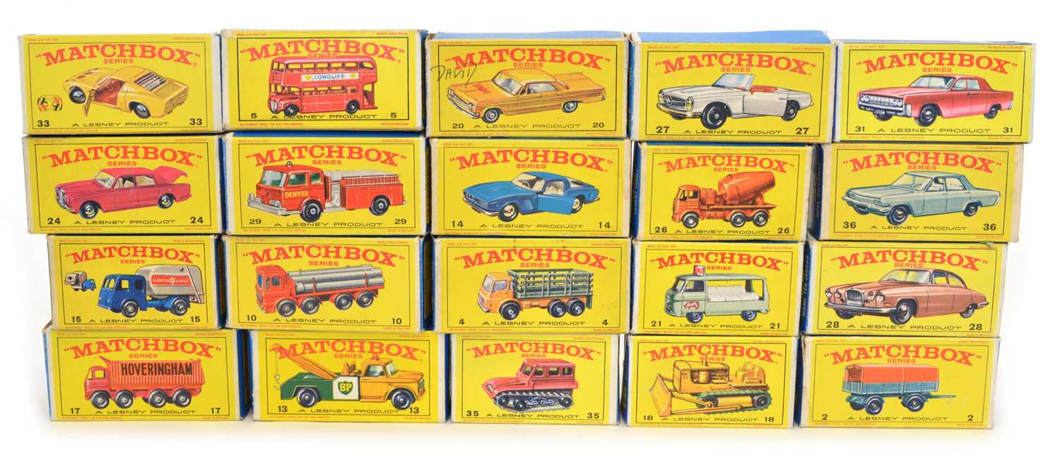 Lot 13 - 20 Lesney Matchbox Regular Wheels boxed cars and vehicles
