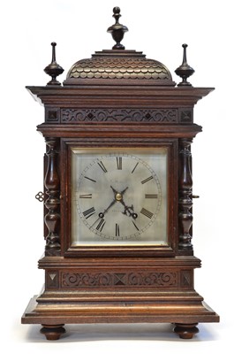 Lot 196 - Late 19th century German Oak bracket clock