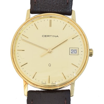 Lot 163 - A 14ct gold Certina quartz wristwatch