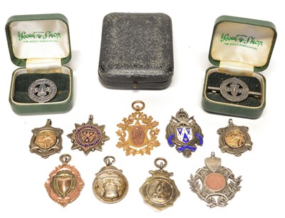Lot 77 - Nine hallmarked silver and gold sports medals