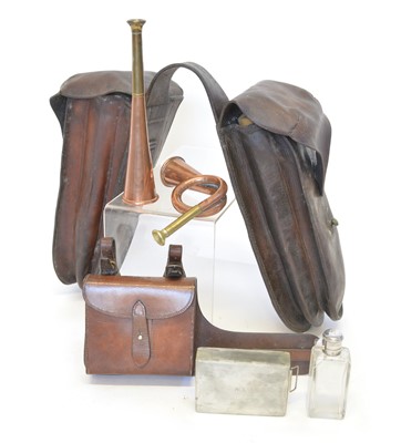 Lot 154 - Various hunting and riding accessories to include a Champion & Wilton leather pouch