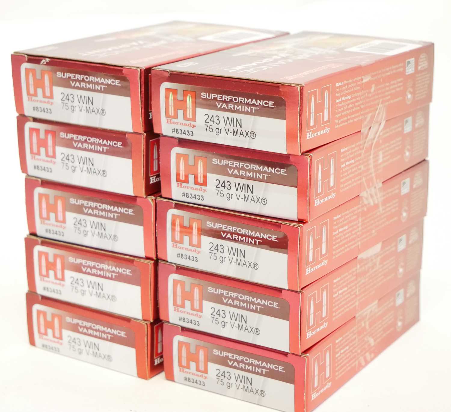 Lot 288 - 200 rounds Hornady 243 75gr Vmax Superformance Varmint ammunition