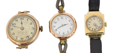 Lot 143 - Three 9ct gold cased watches