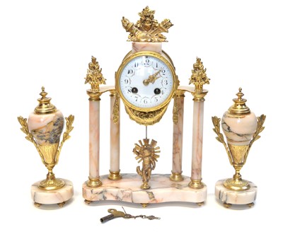 Lot 182 - French Marble and Gilt Metal Mantel Clock Garniture