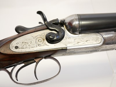 Lot 200 - Midland 12 bore side by side hammer gun with a case LICENCE REQUIRED