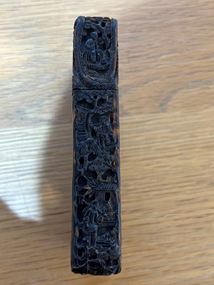 Lot 173 - A Chinese carved tortoiseshell card case