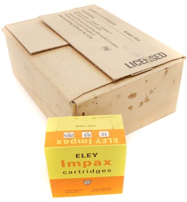 Lot 265 - Case of two hundred and fifty Eley Impax 12 bore boxed paper cartridges LICENCE REQUIRED